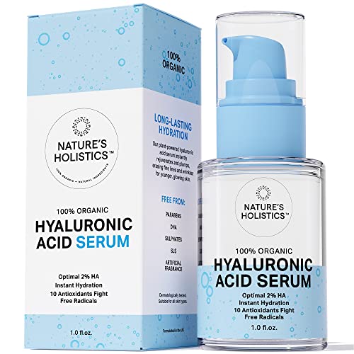 Bio-Hyaluronsäure-Serum für das Gesicht 2% - Anti-Aging, verjüngende Feuchtigkeitspflege Gesichtsserum für Frauen - Hyaluronsäure-Serum mit Jojobaöl, Vitamin C & E - reduziert feine Linien & Falten