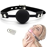 Silikon Knebel Mundknebel Ball Gag Mit Schloss Einstellbar Fetisch Rollespiele SM Bondage Sex Spielzeug (Schwarz)