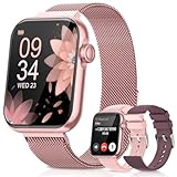 DEKELIFE 2025 Smartwatch Damen mit Telefonfunktion, 1,85'' Zoll Uhren Damen mit SpO2, 110+ Sportuhr, Herzfrequenz, Schlafmonitor, Menstruationszyklus, IP68 wasserdichte für iOS und Android, Rosa