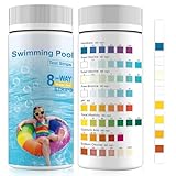 SGZIOO 150 Stück 8 in 1 Teststreifen Pool Ph und Chlor, Ph Wert Teststreifen Pool, Ph Streifen Pool, Pooltester Streifen, Pool Messstreifen, Wassertester für Pools Whirlpool Spa Schwimmbad