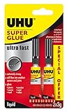 UHU 3-62686 Sekundenkleber Ultra Fast Liquid 2x3g Blister (Verpackung kann variieren)