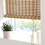 Bambusrollo Outdoor wetterfest Sonnenschutz,Holzrollo Jalousie Sonnenschutz Und Sichtschutz for Indoor Und Outdoor für Büro und Wohnung Seitenzugrollo Bambus-Rollo