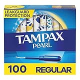 Tampax Pearl Tampons normale Saugfähigkeit, 100 Stück, BPA-freier Kunststoff-Applikator und LeakGuard-Geflecht, geruchlos, 50 Stück, 2 Stück (insgesamt 100 Stück)