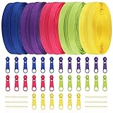 DOITEM 2.8 mm Reißverschluss 14 Meter Nylon Endlosreißverschluss Set mit Schieber und Zipper - 5 Farben