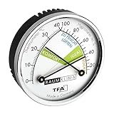 TFA Dostmann Thermo Analoges Thermometer Hygrometer mit Metallring, Luftfeuchtigkeitsmessgerät, Mehrfarbig, L 71 x B 23 x H 71 mm