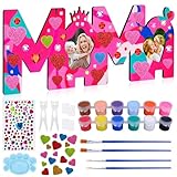 Dreamtop MAMA Bilderrahmen Geschenk Holzbuchstaben Mutter Bastelset Holz Personalisierte Foto mit Farben and Pinsel Muttertagsgeschenke Geburtstag Weihnachten Geschenk für MAMA von kindern