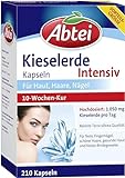 Abtei Kieselerde Intensiv - hochdosierte Kieselerde-Kapseln - Naturprodukt mit Silicium für schöne Haut, Haare und Nägel - laborgeprüft - 210 Kapseln