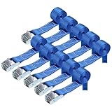 Zurrgurt Spanngurt belastbar bis 250 kg DIN EN 12195-2 Befestigungsgurt Klemmverschluss Befestigungsriemen blau verschiedene Längen Stückzahlen, 10er Pack 2.5 cm x 1 m