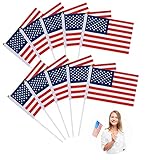 USA Stick Flagge, Stars and Stripes Banner, Mini Fahnen für Sportveranstaltungen, Volkstrauertag und Nationale Feierlichkeiten - 14X21cm, 10 Stück
