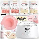 PURECLEAN Waxing Set – Schnell Aufheizender Digitaler Wax Maschine – 4 Packungen Wachsperlen, Nachwachslotion, Silikonschale – 59 Artikel für alle Haartypen – Gesicht, Brazilian Bikinizone, Körper