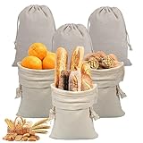 6 Stück Leinen-Brotbeutel, wiederverwendbare Brot-Aufbewahrungsbeutel mit Kordelzug, Brotbeutel halten Brot, Obst, Kaffeebohnen, Bohnen, Nüsse frisch, Brotbeutel verhindern Schimmel und Bakterien, 30