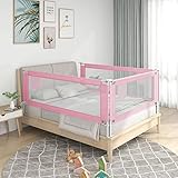 Mogou Sicherheitsgeländer für Kinderbett, Geländer für Kinderbett, Bettgitter für Kinderbett, ausziehbar, Geländer für Sofa, Rosa, Stoff 160 x 25 cm