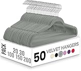 Utopia Home - Antirutsch-Kleiderbügel aus Samt - rutschfeste und strapazierfähige Kleiderbügel aus Samt - Stark genug, Jacken und Pullover zu halten (Grau, 50er-Pack)