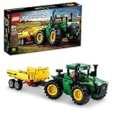 LEGO Technic John Deere 9620R 4WD Tractor, Spielzeug-Traktor mit Anhänger, Bauernhof-Spielzeug, Modell zum Bauen 42136