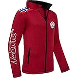 Nebulus Herren Fleecejacke NORKY, warme Fleece Jacke, mit langem Full-Zip Reißverschluss, rot meliert - XL