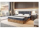 MEBLINI Boxspringbett mit Bettkasten - Gepolstert Doppelbett mit Matratze und Topper - Polsterbett mit Stauraum - Bett mit Kopfteil - Stauraumbett - Lofty 1-200x200 - H3/Dunkelgrau Samt