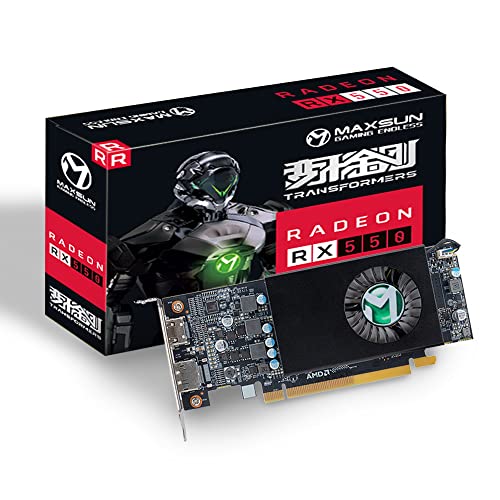 MAXSUN Grafikkarte AMD Radeon RX 550 4GB GDDR5 ITX Computer PC Gaming Video Graphics Card GPU HDPC Low Profile 128-Bit DirectX 12 PCI Express X16 3.0, HDMI, DisplayPort