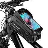 ROCKBROS Fahrrad Rahmentasche Lenkertasche Wasserdicht Handytasche für Smartphone bis zu 6.8 Zoll mit TPU Sensitivem Touchscreen für Montainbikes, Rennrad, Ebikes