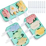 Eis am Stiel Formen Silikon, 3 Stück Eisformen mit 18 Sticks, Ice Lolly Mold Popsicle Set für Kinder und Erwachsene BPA Frei