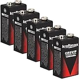 kraftmax 5X 9V Block Lithium Hochleistungs- Longlife Batterien für Rauchmelder/Feuermelder - 10 Jahre Batterie Lebensdauer