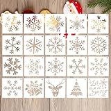20 Stück Schneespray Fenster, Schneespray Fenster Schablone, Sprühschnee Fenster Weihnachtsvorlage Plastik Malvorlage 15 * 15cm Zeichenvorlage Schneeflockenvorlage Weihnachtsbaum Vorlage