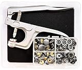 Druckknopf Set mit Zange Schwarz Φ15mm Messing Druckknöpfe Nähzubehör Buttons Knöpfe zum Annähen Snaps für DIY Basteln Stoff, Kleidung Taschen