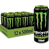 Monster Energy Zero Sugar - koffeinhaltiger Energy Drink mit klassischem Energy-Geschmack - ohne Zucker und ohne Kalorien - in praktischen Einweg Dosen (12 x 500 ml)