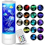 Radikor Quallen lampe mit 17 Farben & Fernbedienung, Jellyfish Lamp 4 Lichtmodi, LED Quallen Aquarium Lampe für Kinder Erwachsene, Quallen Lavalampe Stimmungslicht für Entspannung Wohndekoration, Weiß