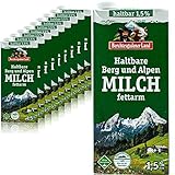 Generisch Berchtesgadener Land - 10er Pack H-Milch fettarm 1,5% in 1 Liter Packung - Haltbare Milch von Höfen aus der Berg- und Alpenregion (Bergbauernmilch)