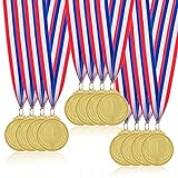 Medaillen für Kinder, 12 Stück Goldmedaille Metall, Siegermedaille im olympischen Stil mit Bändern, Kindergeburtstagsfeier, Sporttagspreise, Spielwettbewerbe, Gastgeschenke für Kinder und Erwachsene