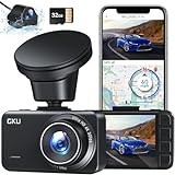 GKU Dashcam Auto Vorne Hinten 4K+2,5K - GPS WiFi Dash Cam mit 32GB SD Karte,24Std Parküberwachung,Dual Autokamera mit 170°Weitwinkel,Loop-Aufnahmen,G-Sensor,Verbesserte Nachtsicht D500[Neues Upgrade]