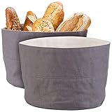 Rosenstein & Söhne Brotkorb Stoff: 2er-Set Brotkorb aus 100% Baumwolle, waschbar, Ø 20 cm (Brot Aufbewahrung Beutel, Brotbeutel Baumwolle, Vintage)