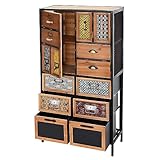 Apothekerkommode HWC-L38, Schubladenschrank Kommode Regal Schubladen, Metall Tanne Holz, Vintage Shabby-Look 120x62x33cm