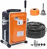 MBUYI 750W Elektrische Rohrreinigungsmaschine für Ø20-110mm Rohrleitungen, Spirale Abfluss Rohrreinigungsspirale, Abflussspirale mit 6 Auswechselbare Schneiden & 2 Manganstahl Seile Rosten