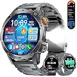LIGE Smartwatch Herren mit Telefonfunktion, 1000mAh Großer Akku/LED Taschenlampe/3 Armbänders, 1.75''Großes Display Fitness Tracker 100+ Sportmodi Outdoor Sportuhr für Android iOS, Schwarzgrau