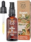 Bionoble Arganöl Bio 50ml - 100% Rein, Natürlich, Kaltgepresst - Gesicht, Körper, Haar, Bart, Nägel - Vegan und Cruelty Free - Argan Oil - Glasflasche + Pipette + Pumpe