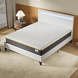 sensoreve Set Matratze + Bett - Matratze Ypsilon (Fest) 28 cm Naturlatex & Memory-Schaum + Bettgestell mit LED-Kopfteil Stabil & Robust (140 x 200 cm, Weiß)