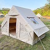 Aufblasbare Zelte aus Segeltuch für Camping, 2–8 Personen, gonflable, große Jurtenzelte, einfacher Aufbau/wasserdicht/atmungsaktiv, Outdoor-Tipi-Zelte aus Oxford-Leinwand, 4-Jahreszeiten für