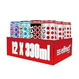 effect Energy Drink Mix Tray – 12 x 330 ml Energy Dosen Einweg - 4 verschiedene Sorten mit 6 x CLASSIC & je 2 x BLACK AÇAÍ, COCONUT BLUEBERRY & BUBBLE GUM - Koffeinhaltiges Erfrischungsgetränk
