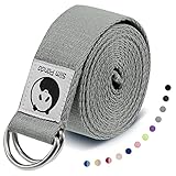Slim Panda Yoga Gurt Aus Baumwolle - Praktisches Zubehör für Dehnen und Fitness Mit Schiebeschnalle Aus Metall - Für Anfänger & Fortgeschrittene, 250 cm Hellgrau
