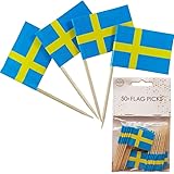 50 Stück * Flaggenpicker + Zahnstocher * für Party und Länderparty | Flag Picks Deko Dekoration Partydeko Fahne Flaggen Länder, Edition: Schweden