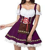 GFPGNDFHG Dirndl Damen Midi Lang Dirndl Dirndlkleid Damen Knielang Gr 46 Mit Bluse Outfit Schuhe Rosa Knielang