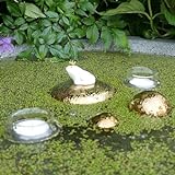 Storm's Gartenzaubereien Teichdeko Gold Schwimmlinse mit Froschkönig 2 Schwimmkugeln und Teelichtschalen Miniteich Geschenkidee