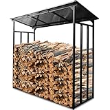 WELS® Kaminholzregal außen 185x70x185cm, Brennholzregal außen XXL, Metall Kaminholzregal, Garten Kaminholzunterstand 3,3 SRM / 2,3m³ Kaminholzlager, Holzlager (Ohne Wetterschutz, 185 x 70 x 185 cm)