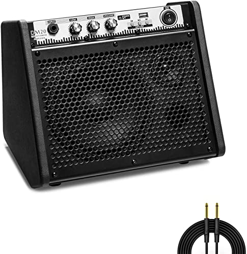 Coolmusic DM20 Bluetooth Personal Monitor Verstärker Lautsprecher für elektrische Trommelverstärker, Tastatur und Akustikgitarre (Mit Kabel)