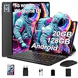DEERTiME 2025 Neueste Android 14 Tablet 10 Zoll, 20GB RAM+128GB ROM/TF 1TB, WLAN 6, 5G+2.4G WLAN,8-Core 1.8 GHz,WideVine L1,1280 * 800,6000mAh,5MP+8MP,BT5.0,GMS Tablet Mit Tastatur und Maus - Schwarz