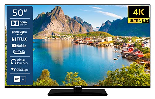 Telefunken D50U660X5CWI 50 Zoll Fernseher/Smart TV (4K UHD, HDR Dolby Vision, LED, Triple-Tuner, WLAN, Alexa Built-in) - inkl. 6 Monate HD+ [2022], schwarz