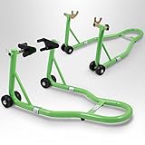 BITUXX® Motorradständer hinten & vorn Motorrad Montageständer Transportständer Grün Belastbar bis 250 kg pro Ständer