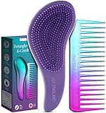 Haarbürste ohne Ziepen und Lockenkamm Set - Schwarz Entwirrbürste und Kamm für Locken, Glattes, Dickes, Dünnes Haar - Die Perfekte Detangler Bürste und Kamm für Frauen und Kinder von Lily England