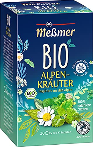 Meßmer Bio Alpenkräuter | 100% natürliche Zutaten | 20 Teebeutel | Vegan | Glutenfrei | Laktosefrei